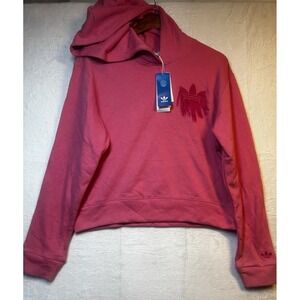 NWT Adidas Women's Hoodie Cropped‎ Pink Sweatshirts Long Sleeve Crop